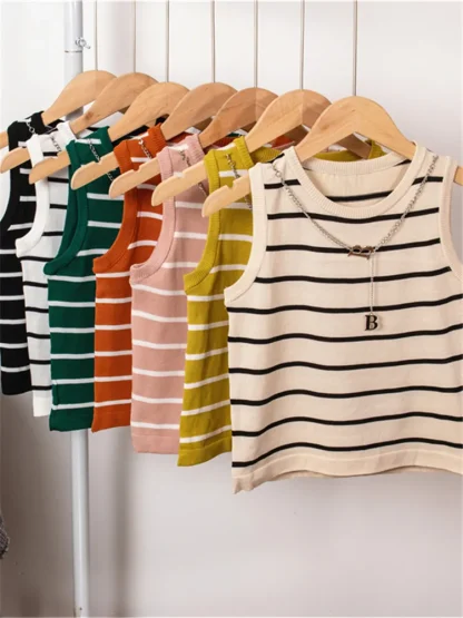 Casual Striped Crop Top - Image 6