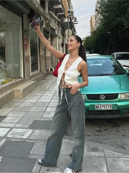 Sexy Tie-up Open Front Crop Top - Image 2