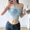 Knitted Ruffled Halter Crop Top