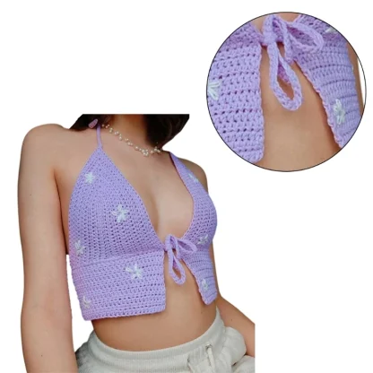 Tie-up Front Crochet Crop Top - Image 2