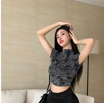 Tie Dye Turtleneck Crop Top - Image 7