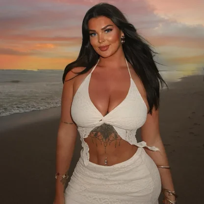 Chic White Halter Crop Top - Image 5
