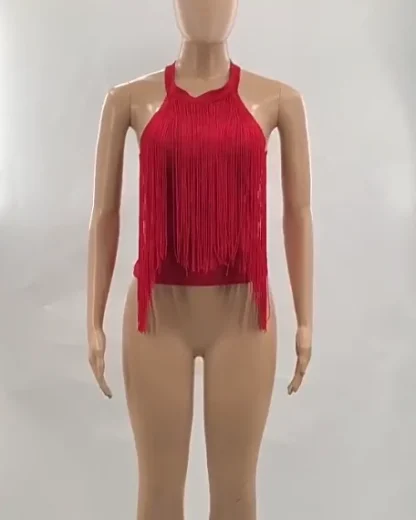 Solid Tassels Crop Tops - Image 5