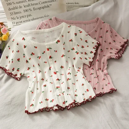Cute Lettuce Hem Crop Tops - Image 4