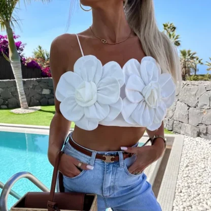 3D Flower Sexy Crop Top - Image 5