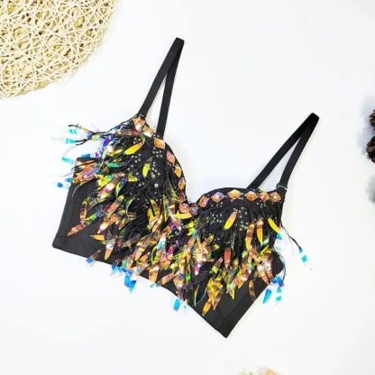 Sequin Tassels Bustier Crop Top - Image 4