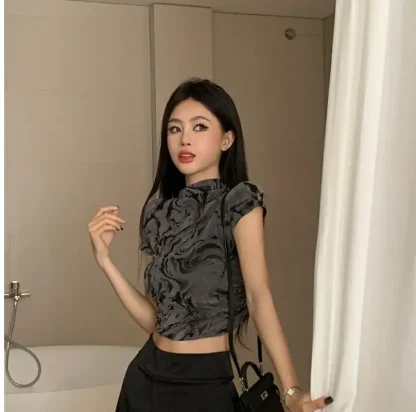 Tie Dye Turtleneck Crop Top - Image 6