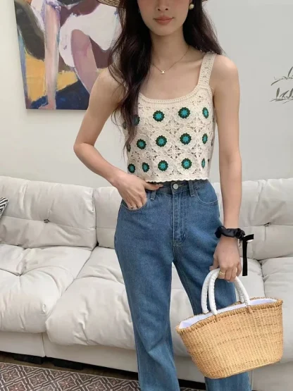 Sexy Crochet Tank Crop Top - Image 2