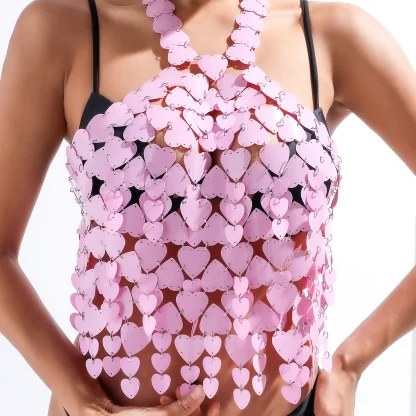 Pink Heart Tassel Crop Top - Image 2