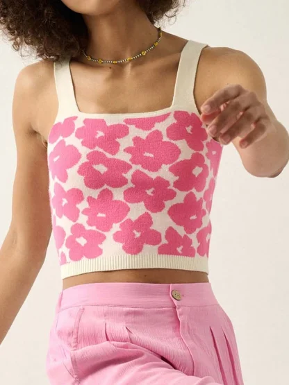 Knitted Square Neck Crop Tops