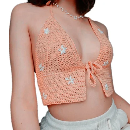 Tie-up Front Crochet Crop Top - Image 4