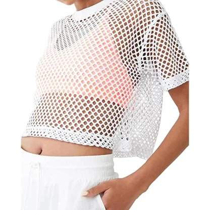 Loose Fit Fishnet Crop Top - Image 3