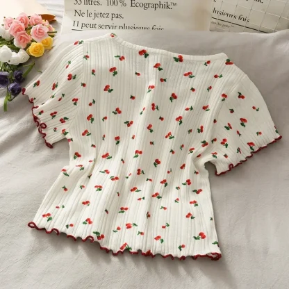 Cute Lettuce Hem Crop Tops - Image 2