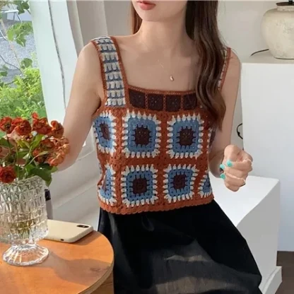 Crochet Square Neck Crop Top