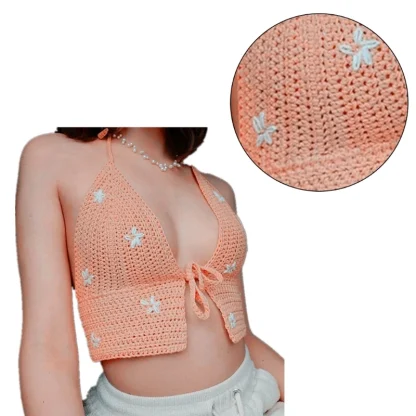 Tie-up Front Crochet Crop Top - Image 5