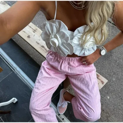 3D Floral Spaghetti Strap Crop Top - Image 7