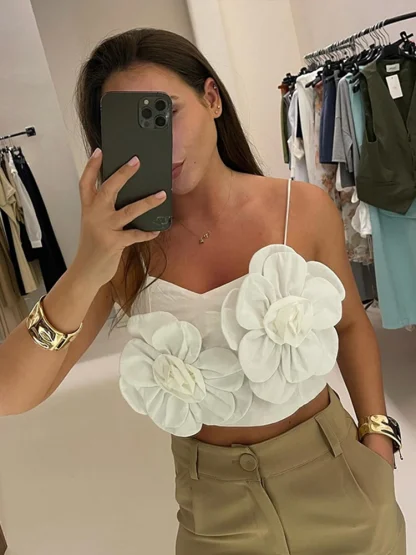 3D Flower Sexy Crop Top - Image 4