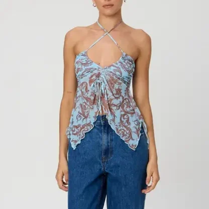 Drawstring Halter Crop Top - Image 2
