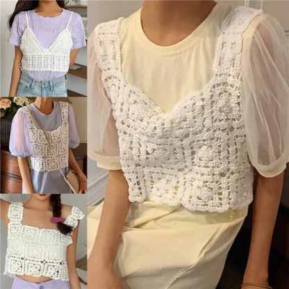 Knitted Hollow Out Crop Top - Image 6