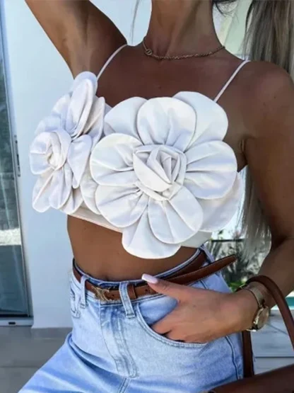 3D Flower Sexy Crop Top