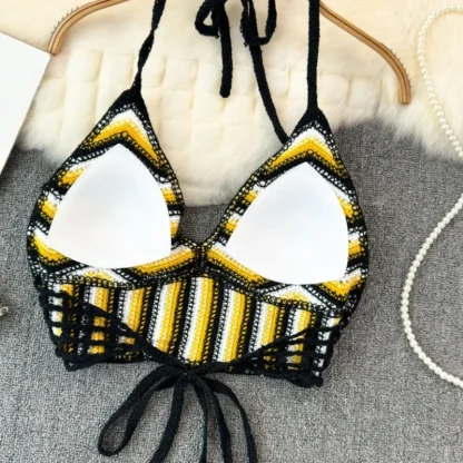 V-neck Crochet Halter Crop Tops - Image 5