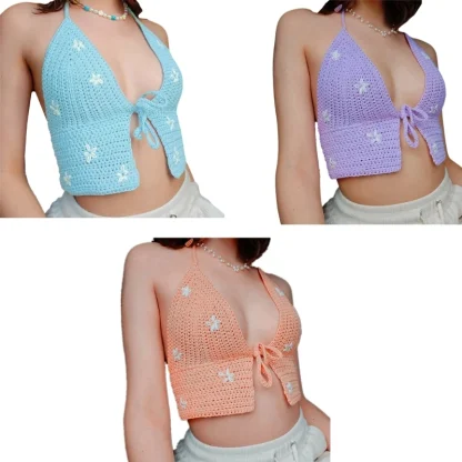 Tie-up Front Crochet Crop Top - Image 7