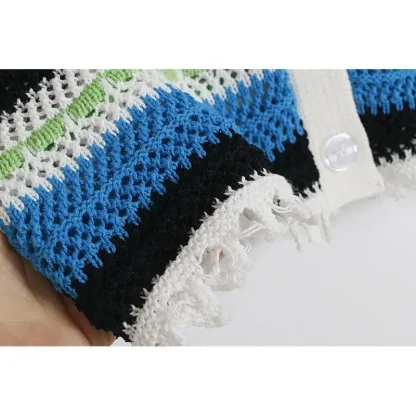 Knitted Striped Polo Crop Top - Image 6