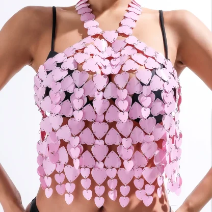 Pink Heart Tassel Crop Top