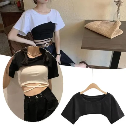 T-shirt Solid Color Crop Top - Image 4