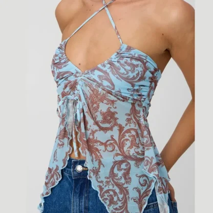 Drawstring Halter Crop Top - Image 3
