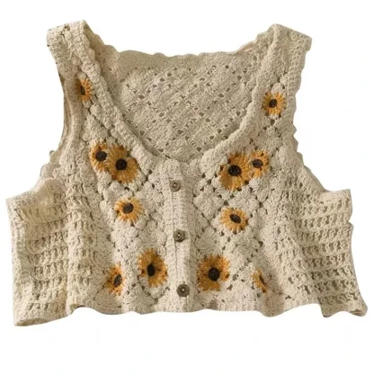 Embroidered Sunflower Crop Top - Image 5