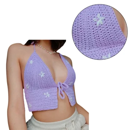 Tie-up Front Crochet Crop Top - Image 3