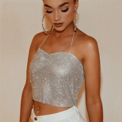 Halter Chain Backless Crop Top