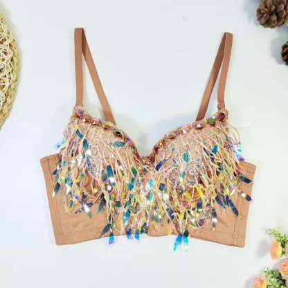 Sequin Tassels Bustier Crop Top