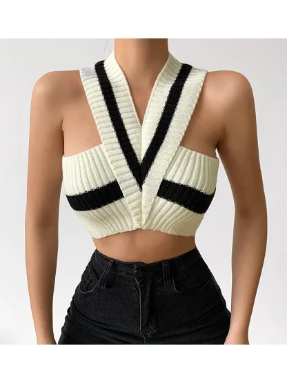 Knitted Halter Crop Top - Image 3
