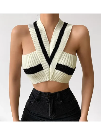 Sexy Knitted Halter Crop Top - Image 3