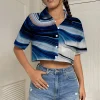 Printed Button Down Crop Tops - Image 2