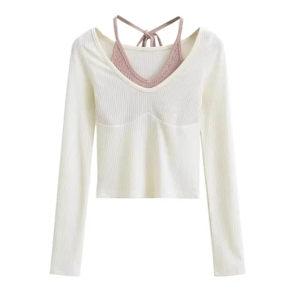 Halter Long Sleeve Crop Tops - Image 3