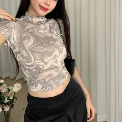 Tie Dye Turtleneck Crop Top