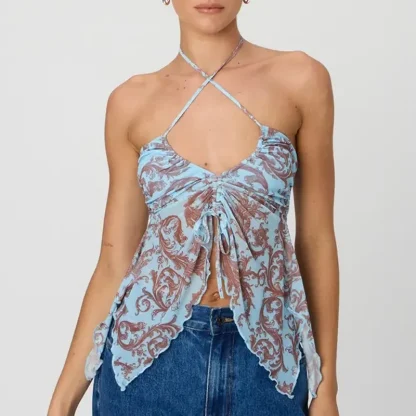 Drawstring Halter Crop Top