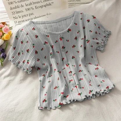 Cute Lettuce Hem Crop Tops - Image 3