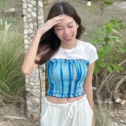 Smocked Bodice Crop Top - Image 5