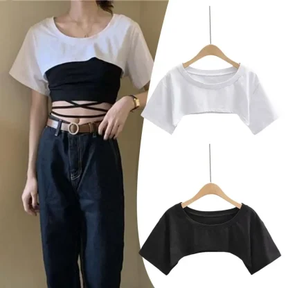 T-shirt Solid Color Crop Top - Image 5
