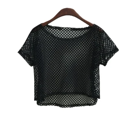 Loose Fit Fishnet Crop Top - Image 6