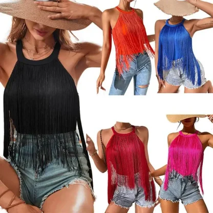 Solid Tassels Crop Tops - Image 6