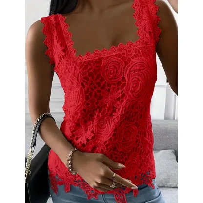 Square Neck Lace Crop Top - Image 5