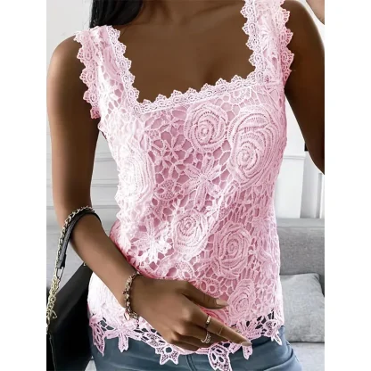 Square Neck Lace Crop Top - Image 3