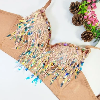 Sequin Tassels Bustier Crop Top - Image 3