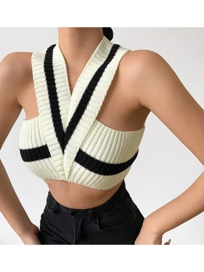 Knitted Halter Crop Top - Image 2