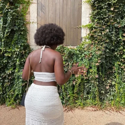 Chic White Halter Crop Top - Image 2